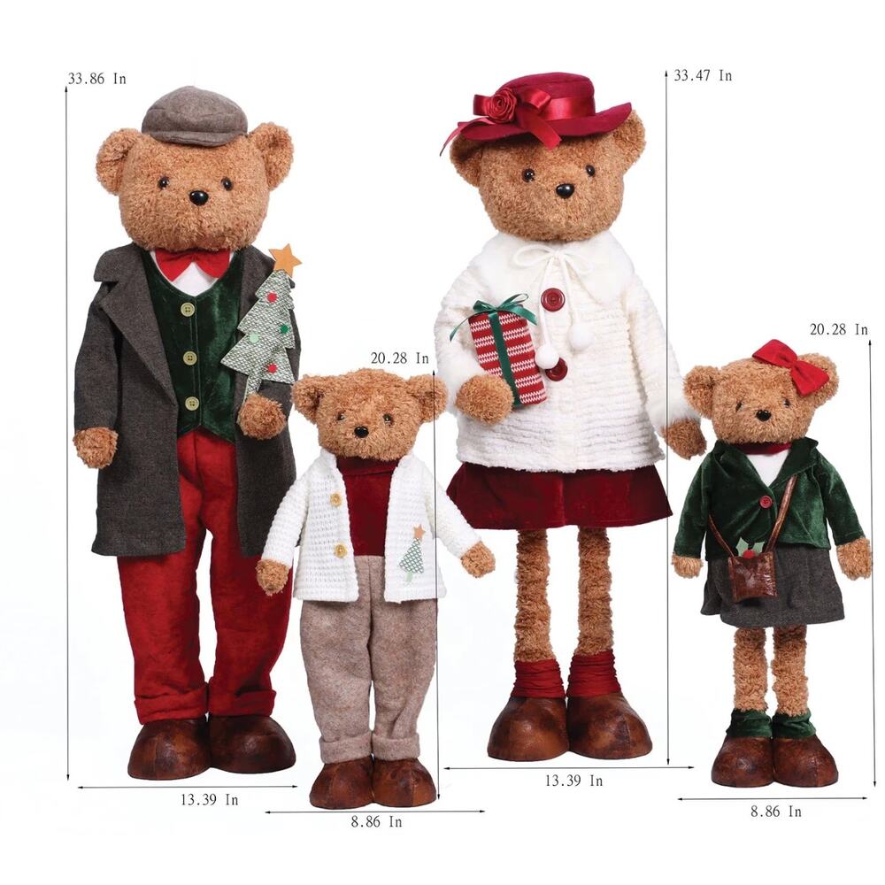 Member's Mark Plush Bear Family Set 4 Christmas Holiday Decor - Picture 2 of 3